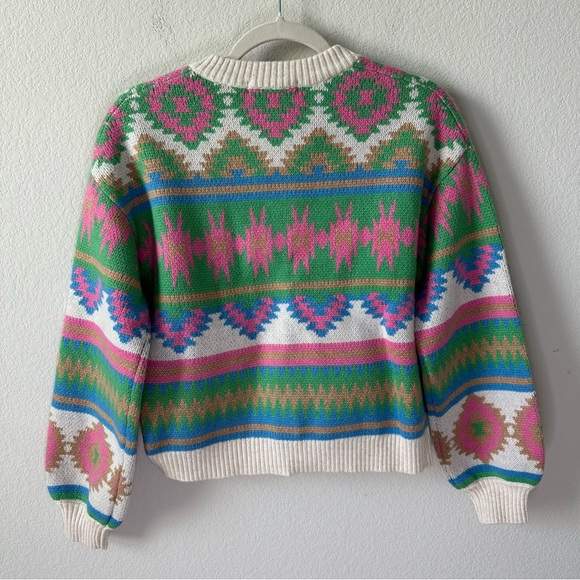 NWT BODEN Abi Jacquard Cardigan Multi Aztec SZ S - Picture 6 of 6